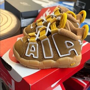 Nike Air More Uptempo Toddler Shoes - Brown and Yellow
